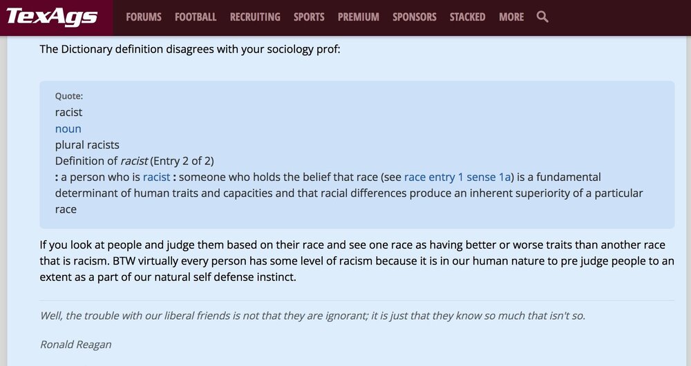 aggy define racist texags.jpeg