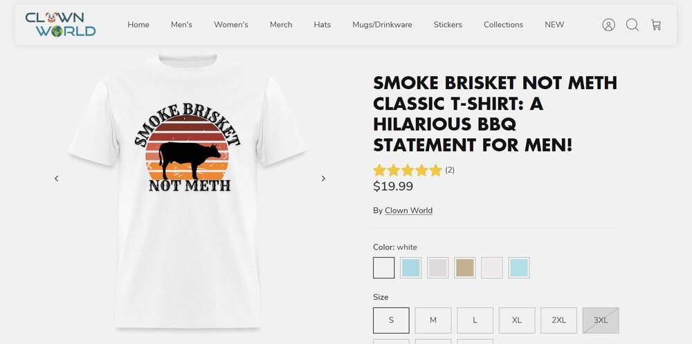 FireShot Capture 064 - Smoke Brisket Not Meth Classic T-Shirt_ A Hilarious BBQ Statement for_ - clownworldstore.com.jpg