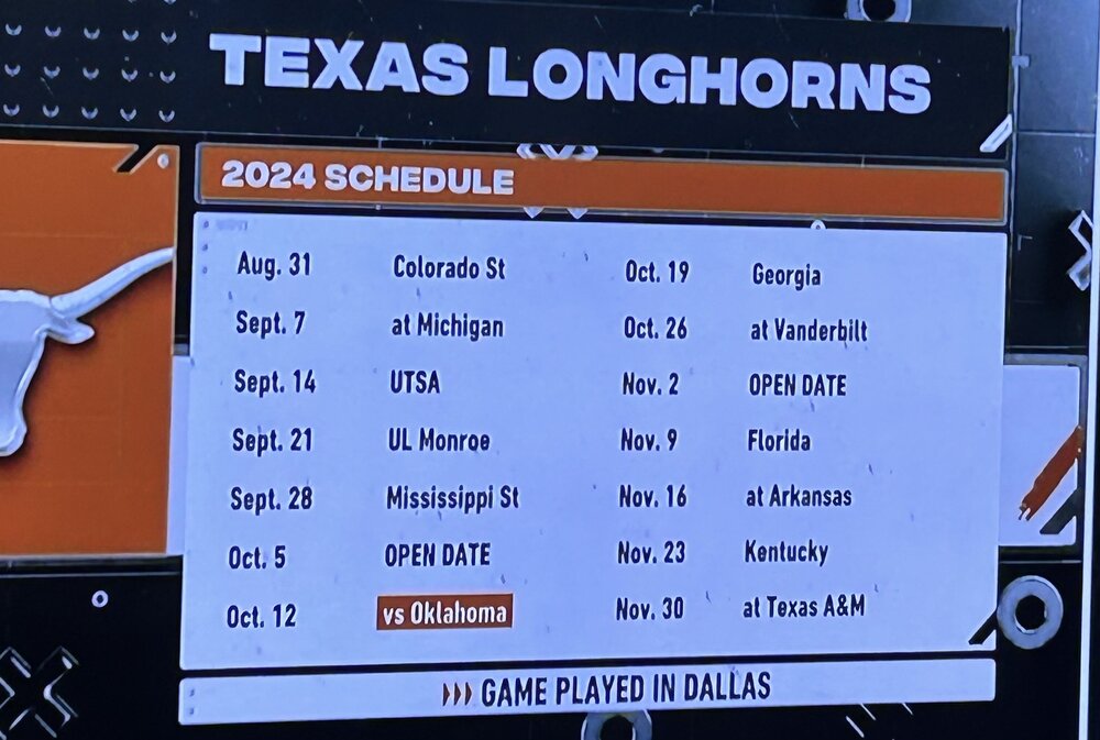 Texas Longhorns 2024 Schedule with a few SEC dates Page 6